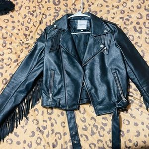 Copperose Fringe Moto Jacket